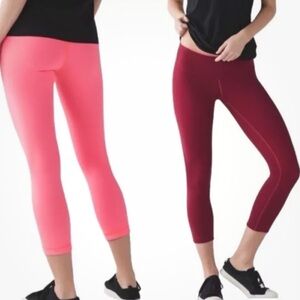 Lululemon Reversible Wunder Under pink / burgundy crop size 4